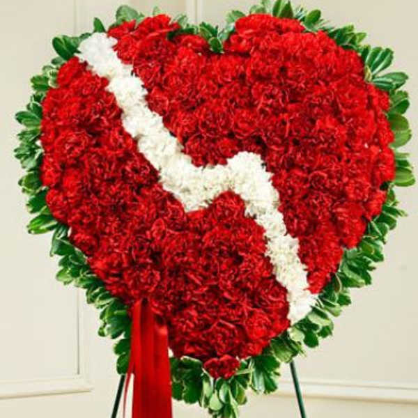 Red and White Standing Broken Heart