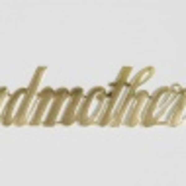 Gold script text reading "Grandmother" on a white background