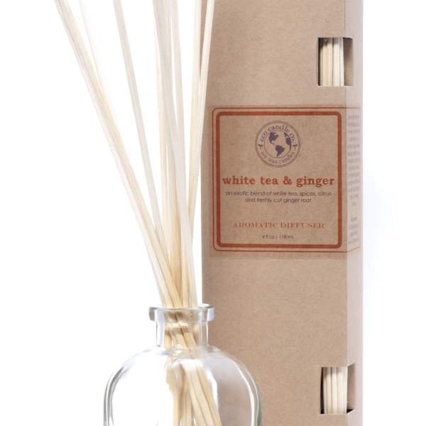 Glass reed diffuser bottle with a cardboard box