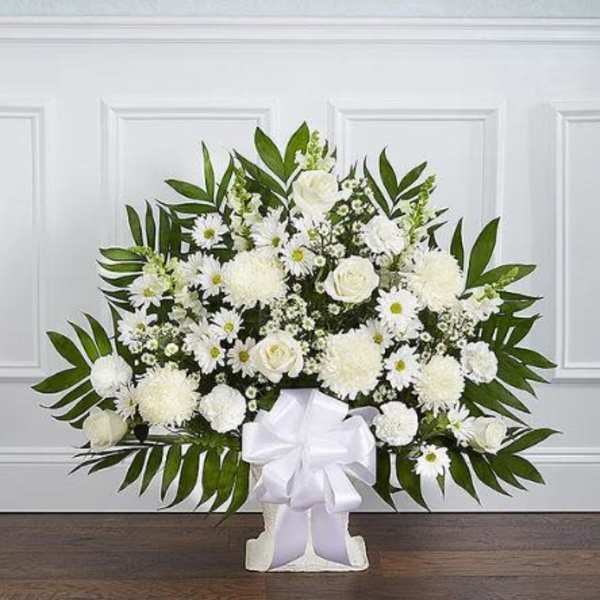 Heartfelt Tribute White Floor Basket