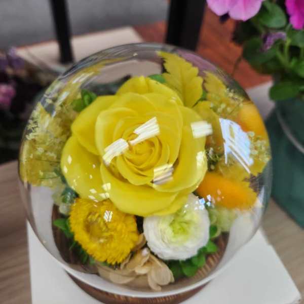 Preserved Yellow Rose in Light Up Globe
