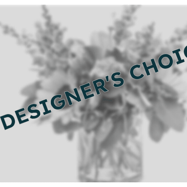 Blurred bouquet in a glass vase with a diagonal text overlay