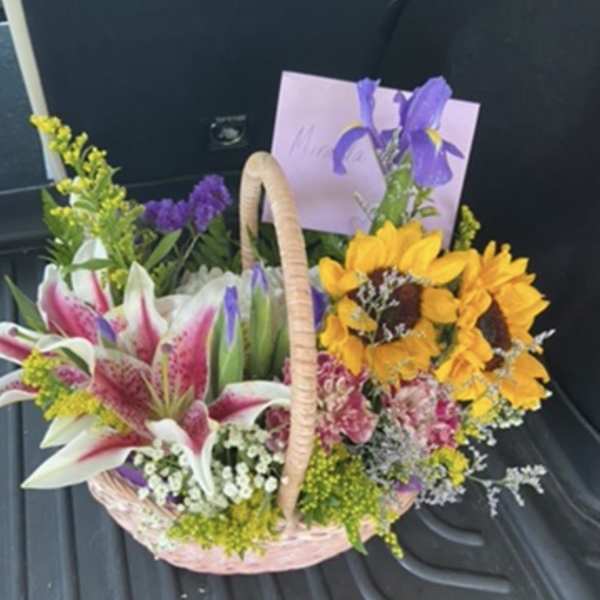 Golden Hour Garden Basket - A Custom Design by Wonderland Flowers