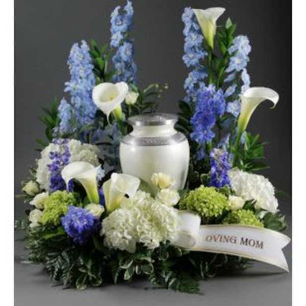 Blue, white and green blissful serene spirit Urn Adorment