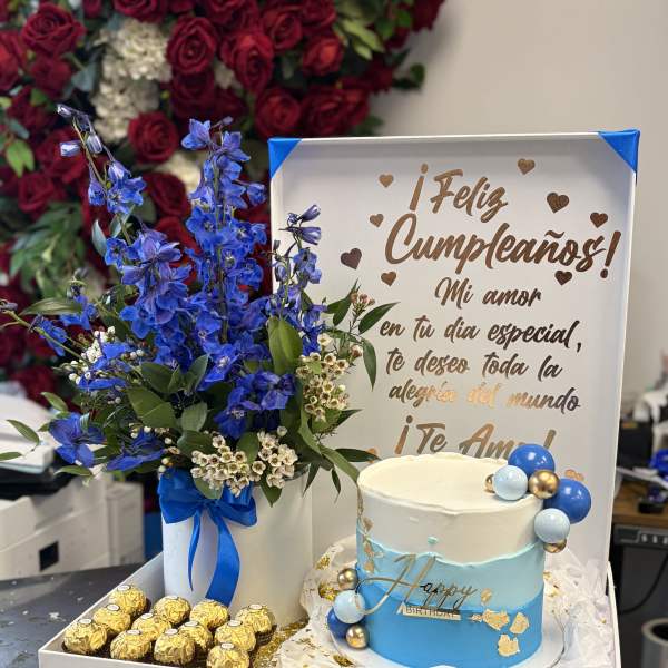 Caja regalo para caballero con pastel