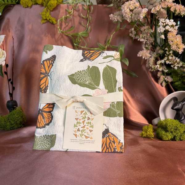 June & December Monarchs and Milkweeds Kitchen Tea Towel