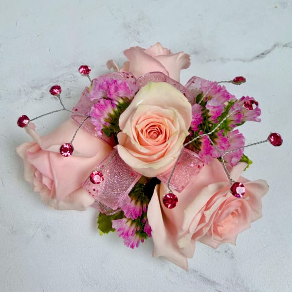 Rose Quartz 4 Rose Wrist Corsage
