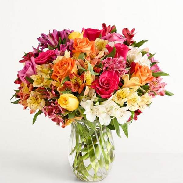 Assorted Roses & Peruvian Lily Bouquet for Mom