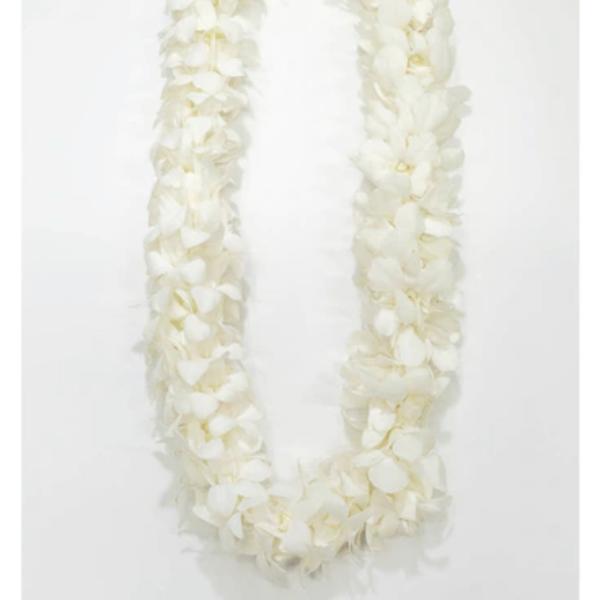 Double orchid lei White