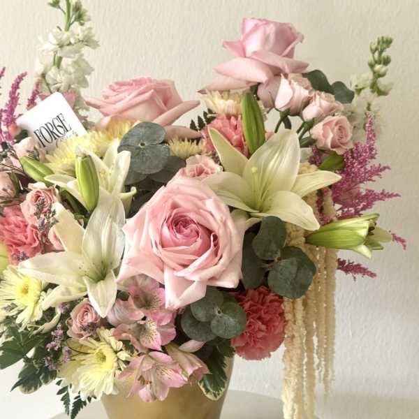 Love Letter arrangement- Lilly, Garden roses,Alstromeria, Stock
