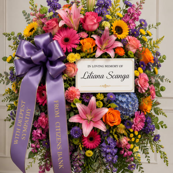 Vibrant Garden Tribute Standing Spray