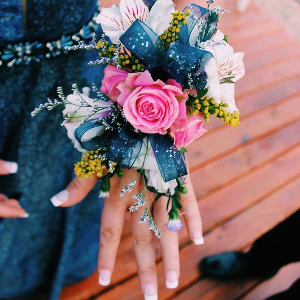 Pink and blue prom set