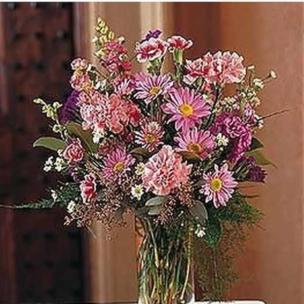 Pink & Purple in Glass Vase