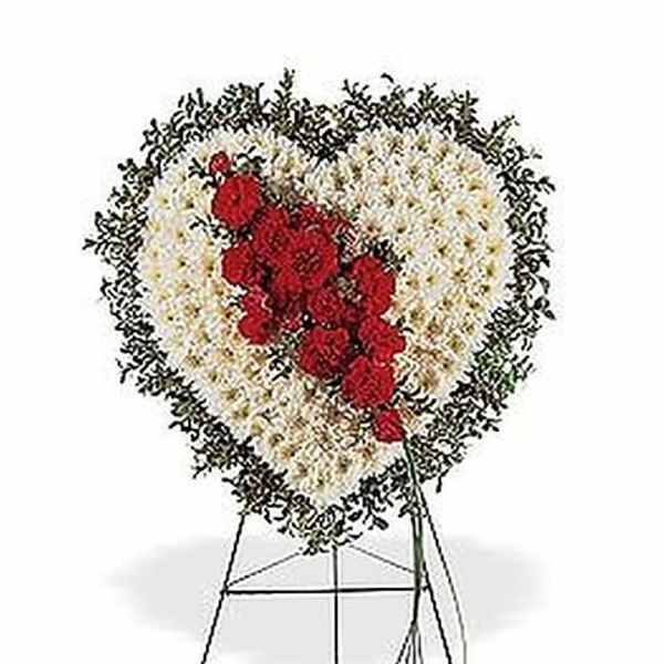 White Heart with Red Carnations