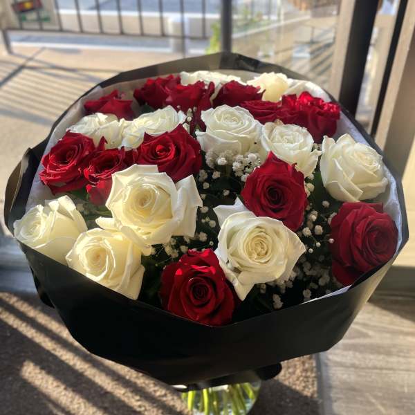 Red and White Roses Bouquet