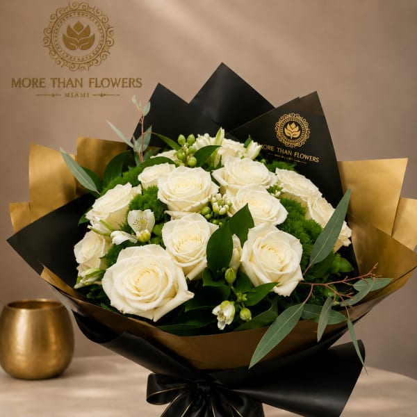 1 Dozen Handheld Bouquet - White