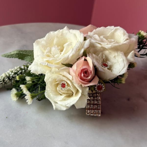 Jeweled Ivory & Blush Corsage