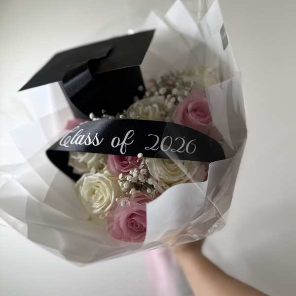 Classic Pink & White Graduation Bouquet