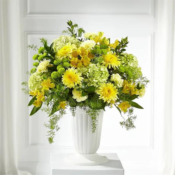 Yellow & White Heartfelt Funeral Basket