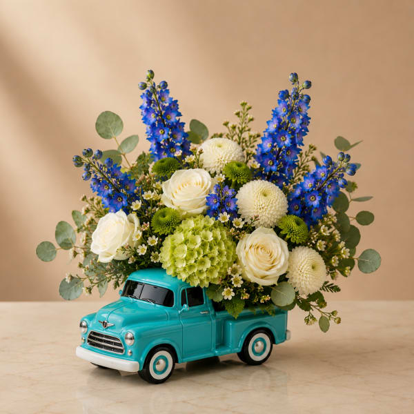 Country Blue Bloom Truck