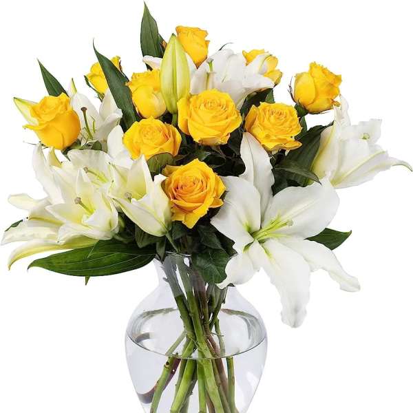 Yellow Roses and White Lilys