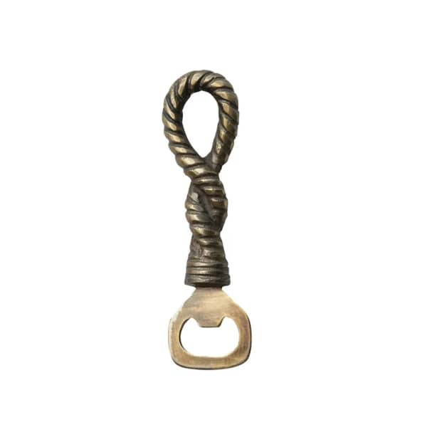 Metal bottle opener with a twisted rope handle