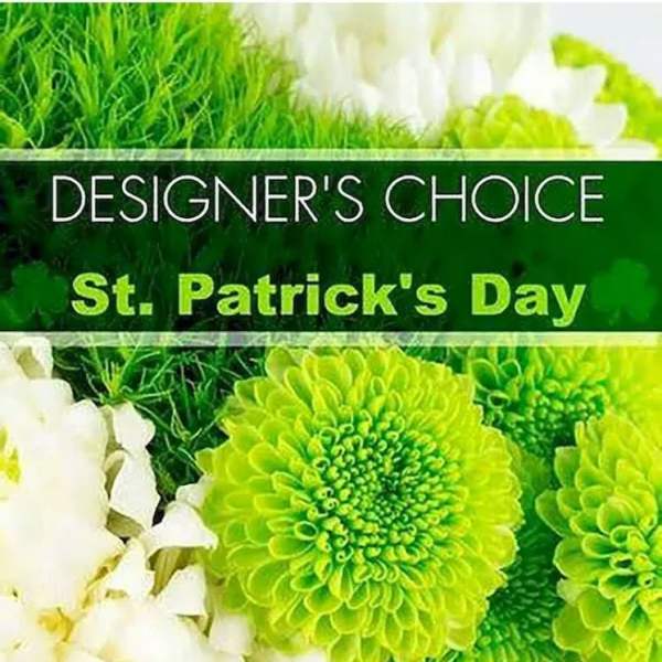 Green and white floral design labeled St. Patrick's Day