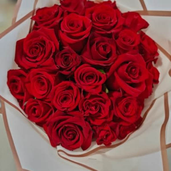 Wrapped Bouquet of 24 Red Roses