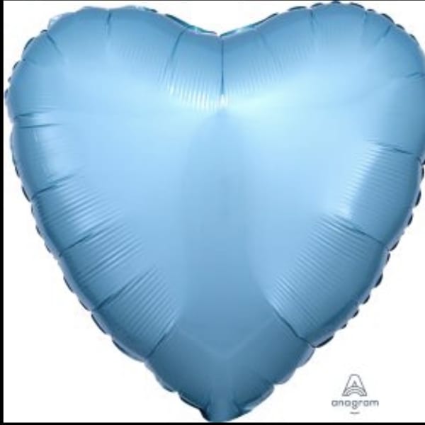 Blue heart-shaped foil balloon on a white background