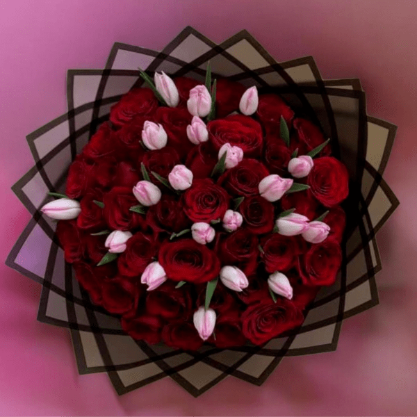 RED ROSES AN TULIPS