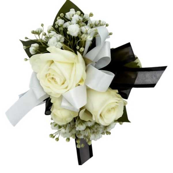 White Rose Corsage by Chandler Flowers
