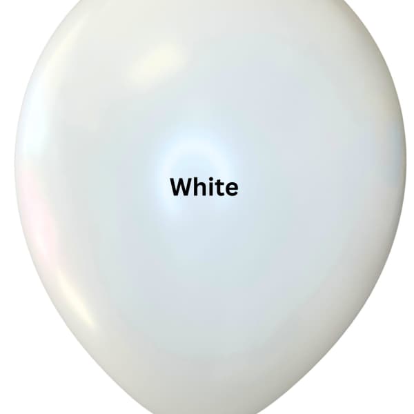 White balloon with the word "White" printed on it