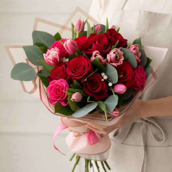 Romantic Mixed Rose & Tulip Bouquet