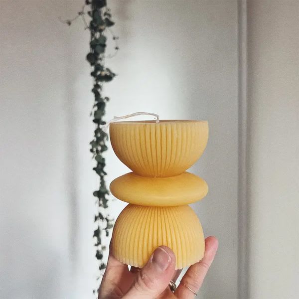 Fluted Pillar Candle - Natural