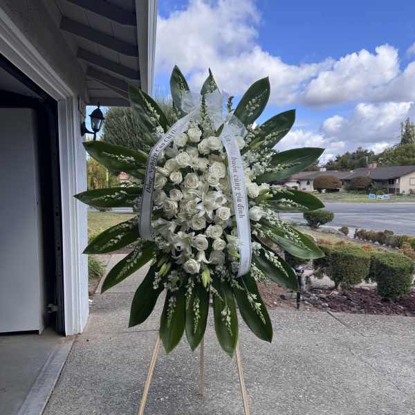 White Roses and Lilies Standing Spray