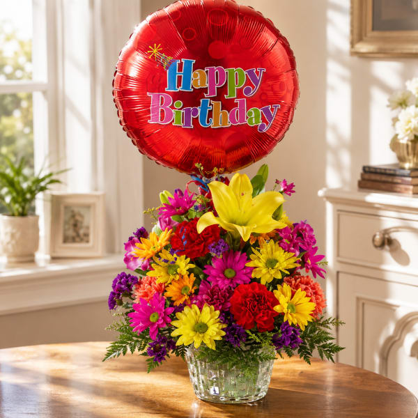 Happy Birthday Flower Basket