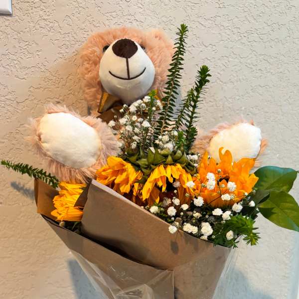 Golden Sunshine Teddy Bouquet
