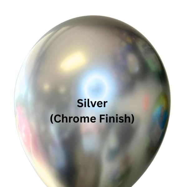 Silver chrome balloon with a tied knot at the bottom