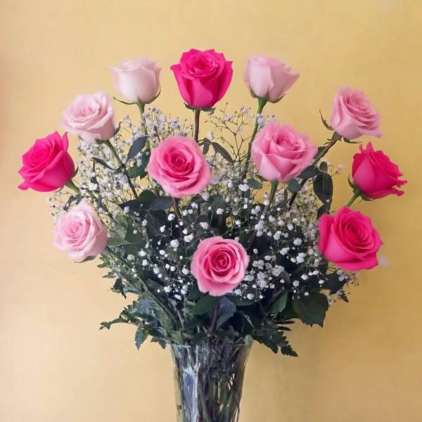 Classic Dozen Mixed Pink Roses