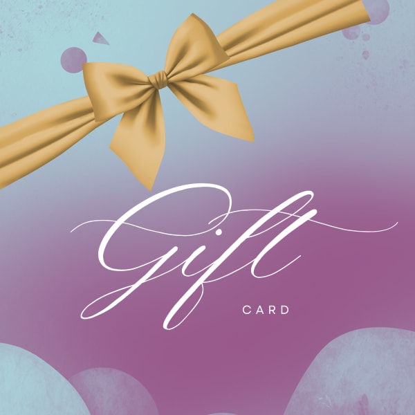 Pastel gift card with a gold ribbon and bow