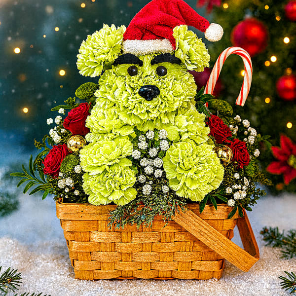 Grinchy Holiday Puppy Basket