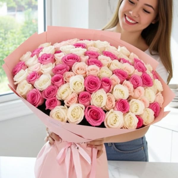 Elegant Pink Wrapped Bouquet