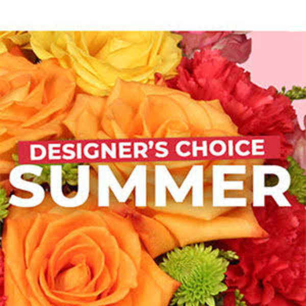 Bright mixed bouquet with orange and yellow roses and red carnations