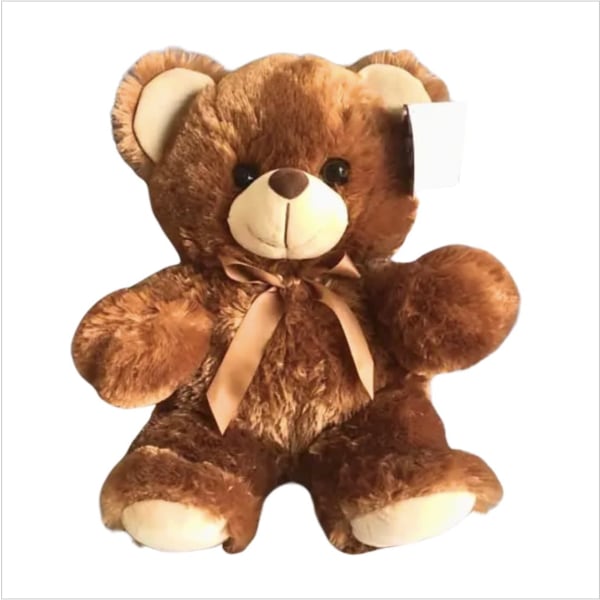 Brown teddy bear with a satin ribbon
