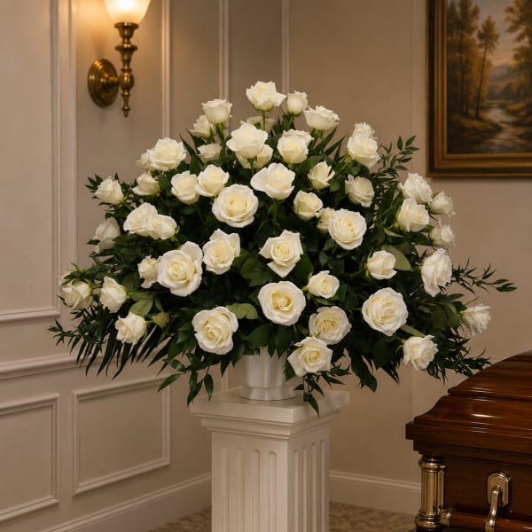 K650 Pure Reflections White Rose End Basaket