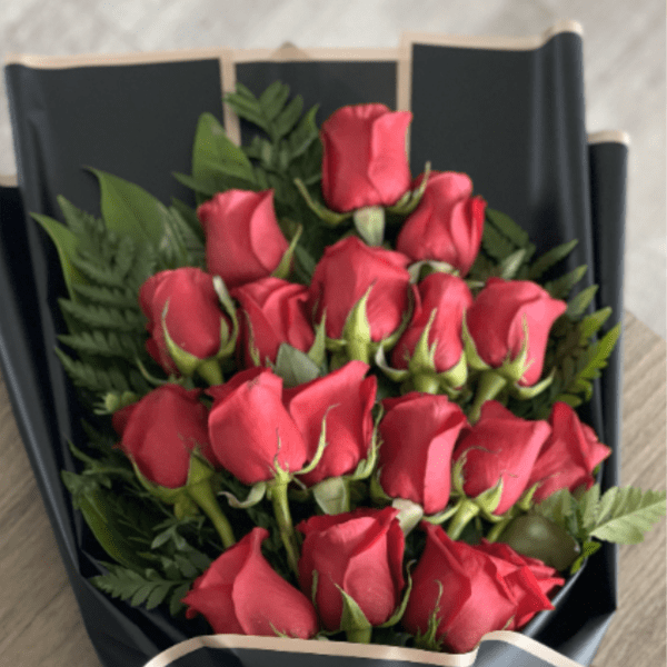 Bouquet of 18 Red Roes and Greenery