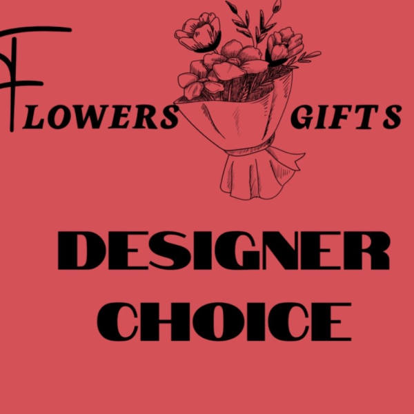 Pink floral logo with the words Flowers Gifts Designer Choice