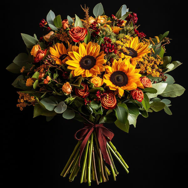 Autumn Glow Hand-tied Bouquet Wrap (No Vase)