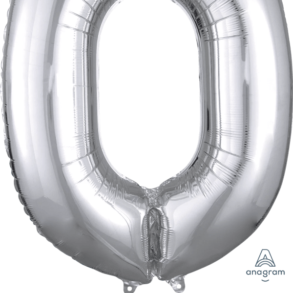 Silver number 0 foil balloon