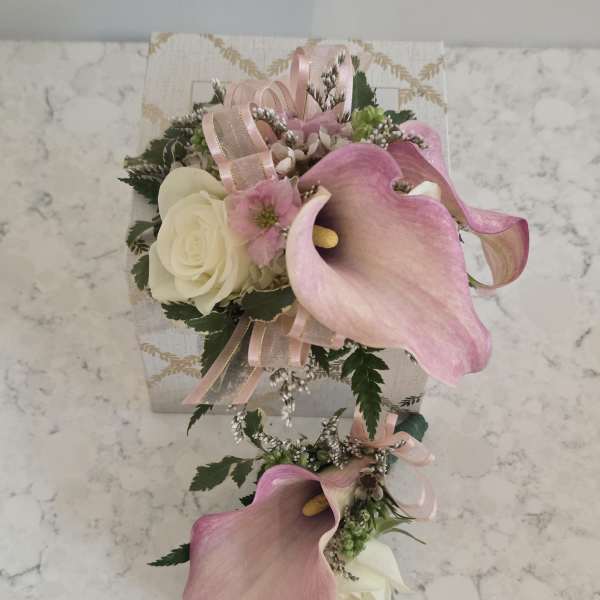 Prom Corsage & Boutonniere Combo - Calla Lilies